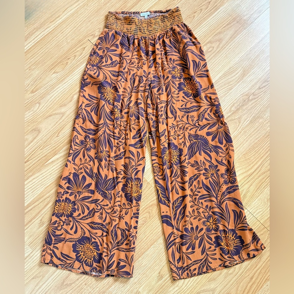 Patrons of Peace Orange Wide-Leg Floral Pants
